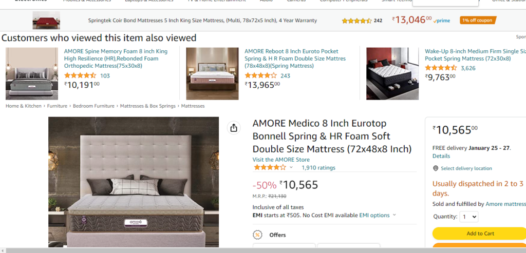 Amore mattress Reviews India 