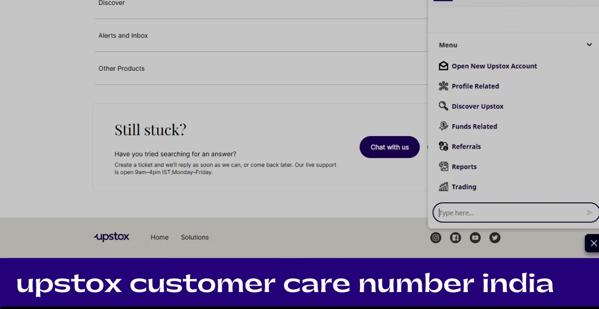 upstox customer care number india