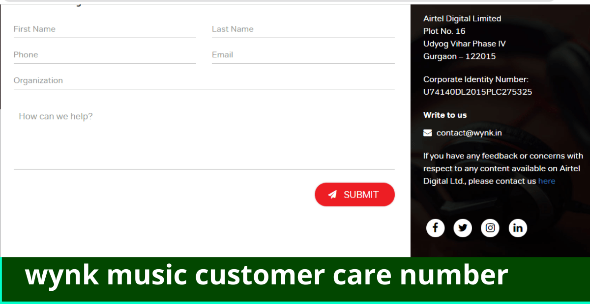 wynk music customer care number