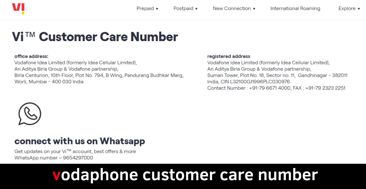 vodaphone customer care number