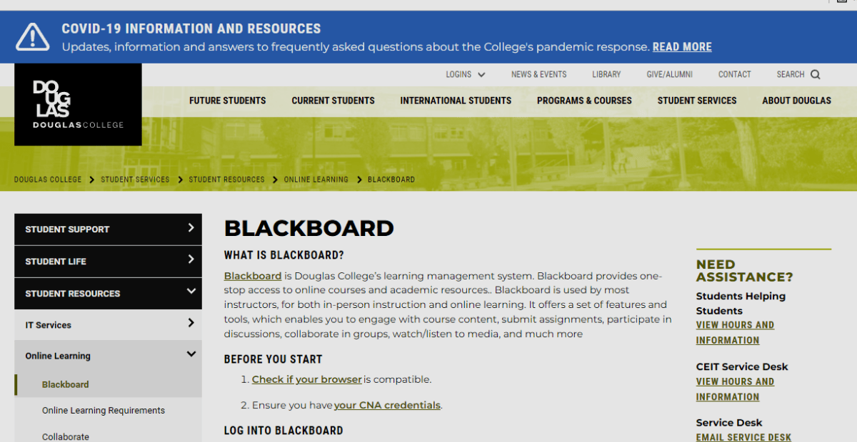 Douglas College Blackboard Login
