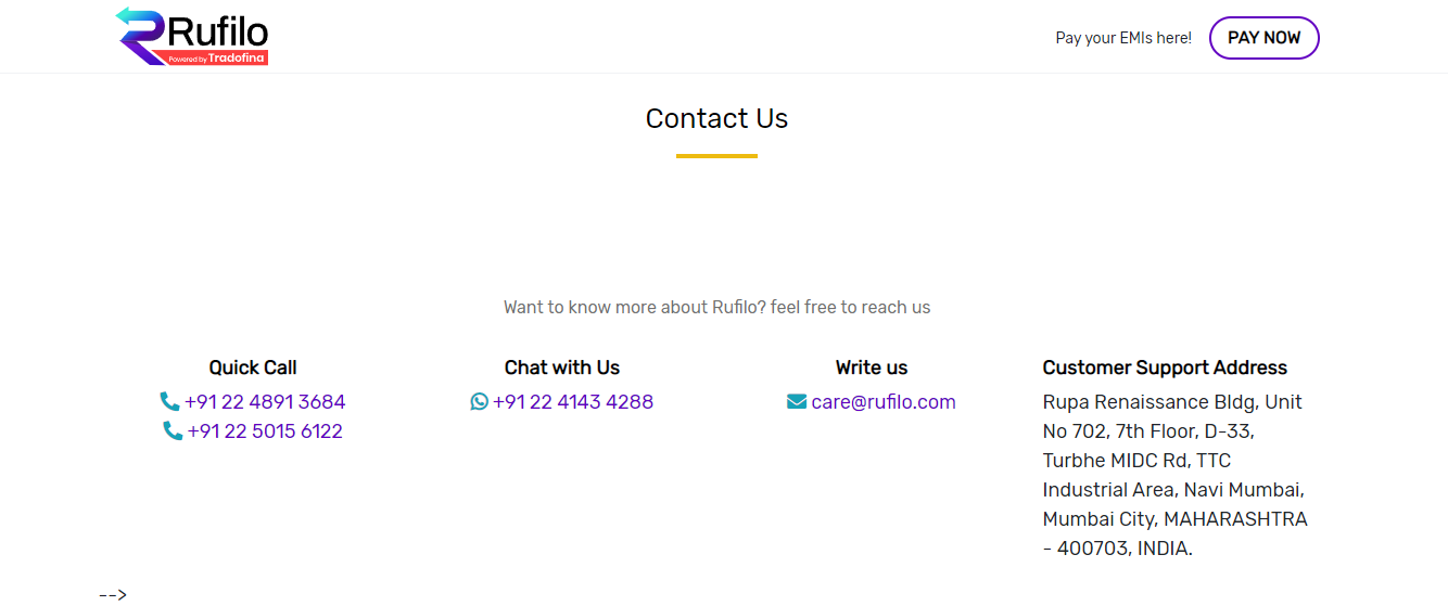 rufilo customer care number